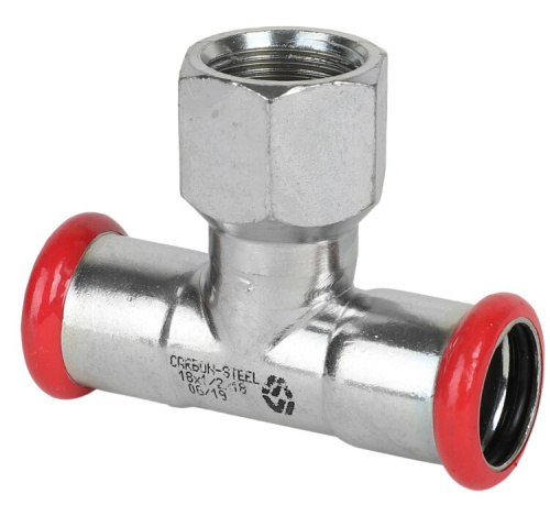 картинка Тройник, MVI, пресс соединение, 35x1/2"x35, В, оцинкованная сталь от магазина Сантехстрой