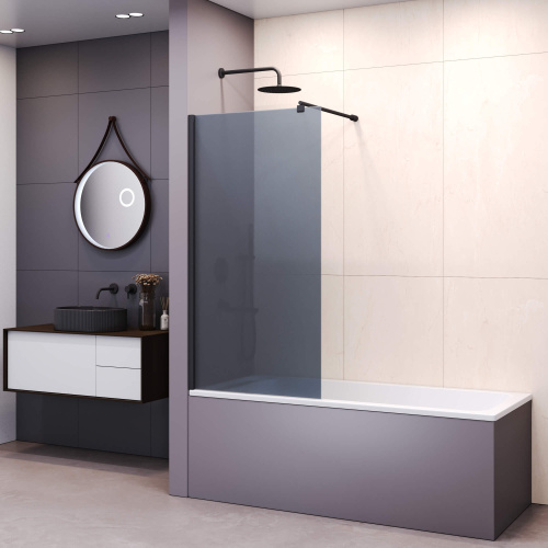картинка Шторка на ванну RGW SC-051-B 70*150 профиль Чёрный стекло Тонированное(серое) от магазина Сантехстрой