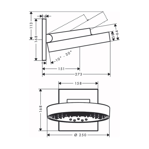 картинка Верхний душ Hansgrohe Rainfinity 250 3jet, с настенным креплением, хром от магазина Сантехстрой