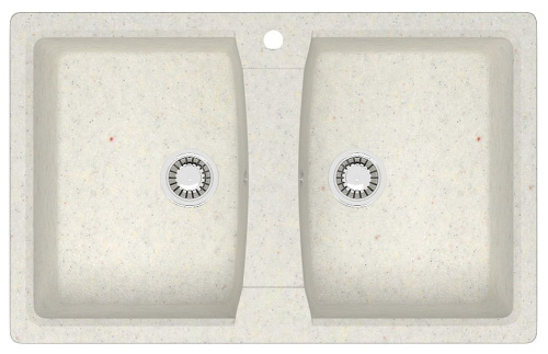 картинка Кухонная мойка AZARIO Elmas 780х500х190 двойная, искусственный мрамор, цвет хлопок (CS00079898) от магазина Сантехстрой
