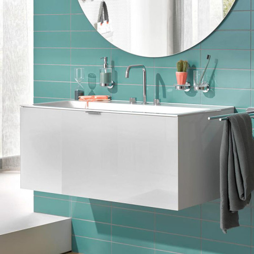 картинка Emco Vanity units Тумба под раковины 9577 114 20/21/22/23, 1208х521хh440мм, подвесная, 1 ящик со стекл фасадом, ручка хром, корпус лак, цвет: белый от магазина Сантехстрой