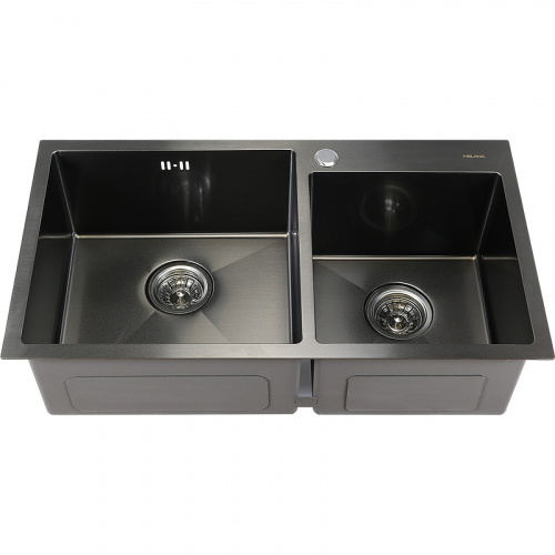 картинка Мойка 7843 MELANA ProfLine 3,0/220 САТИН ГРАФИТ 2-я чаша, врезная прямоугольная S7843HB от магазина Сантехстрой