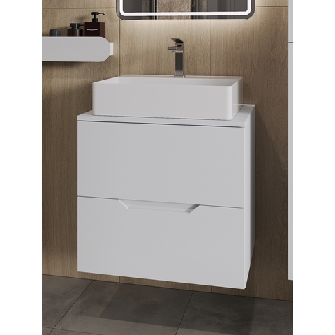картинка Тумба с раковиной подвесная Orange Line Li-60TuwMDF+B04-500W 60 см, белый от магазина Сантехстрой