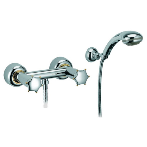 картинка Daniel Miss Смеситель для душа, настенный, с душевым комплектом, хром/золото от магазина Сантехстрой