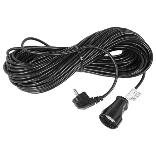 картинка Удлинитель-шнур REXANT ПВС 3х0.75, 30 м,  с/з,  6 А,  1300 Вт,  IP44, черный (Сделано в России) от магазина Сантехстрой