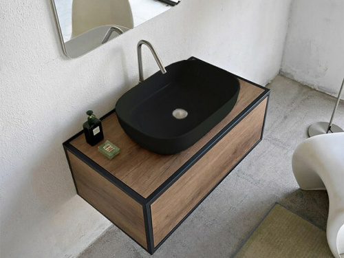 картинка Раковина, Scarabeo, Glam, шгв 560*390*140, отверстия для смесителя-отсутствуют, BIOKER, цвет-Ardesia от магазина Сантехстрой