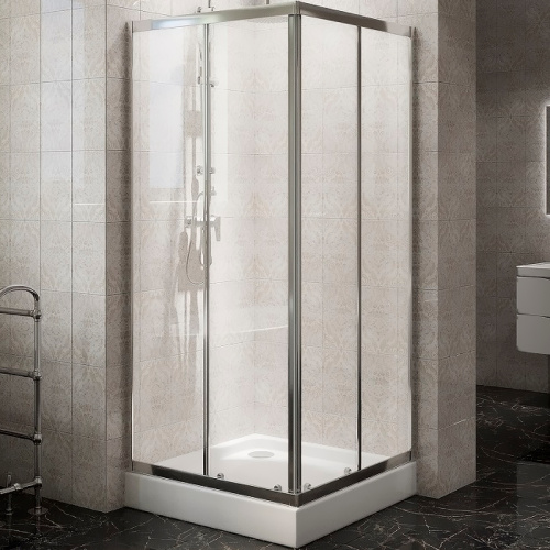 картинка Душевой уголок BelBagno Due 90х90 DUE-A-2-90-C-Cr профиль Хром стекло прозрачное от магазина Сантехстрой