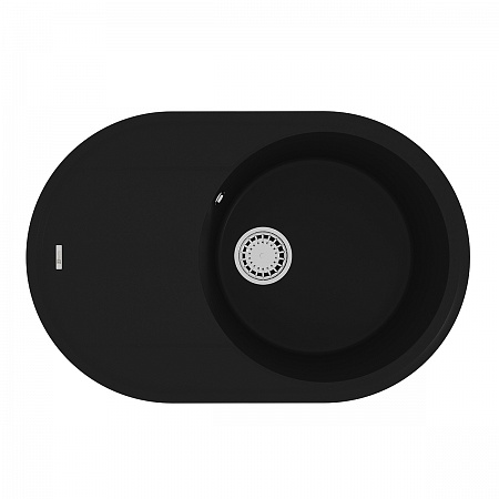 картинка Кухонная мойка Lemark LACHA 760 врезная овальная с крылом из кварцгранита цвет: Антрацит  (9910055) от магазина Сантехстрой