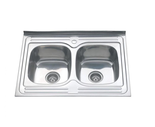 картинка Мойка 8060S MELANA 0,8/180 2-я чаша накладная прямоугольная с сифоном (061/2 *5) от магазина Сантехстрой