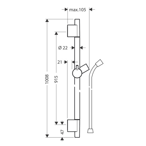 картинка Душевая штанга Hansgrohe Unica S Puro 90 см со шлангом, полированное золото (28631990) от магазина Сантехстрой