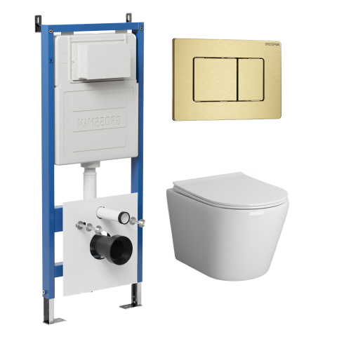 картинка Комплект 3 в 1: Grossman инсталляция 900.K31.01.000+клавиша 700.K31.04.32M.32M золото сатиновый+унитаз GR-4478BMS, 3 места от магазина Сантехстрой