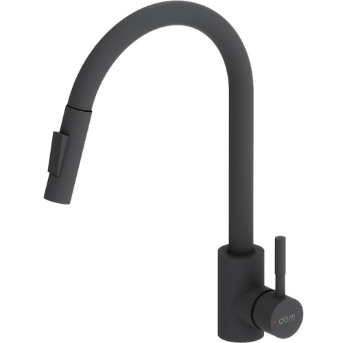 картинка d3007522 logic кухонный смеситель  с вытягивающимся изливом, черный