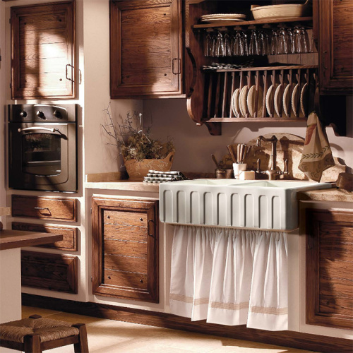 картинка KERASAN Hanna Glasse SURREY Раковина керамическая кухонная 1003x470x230 мм,без отв под смеситель, без сифона, толщина 40 мм, цвет белый от магазина Сантехстрой