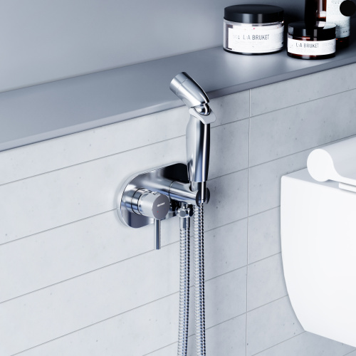 картинка 212000000 Option, смеситель монтируемый в стену, с гиг.душем от магазина Сантехстрой