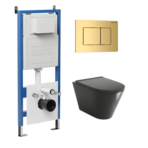 картинка Комплект 3 в 1: Grossman инсталляция 900.K31.01.000+клавиша 700.K31.04.30M.30M золото глянцевый+унитаз GR-4477BMSQ, 3 места от магазина Сантехстрой