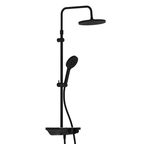 картинка 947760300 Apollo душевая система с ванно-душевым ТМС смесителем-полкой, черный от магазина Сантехстрой