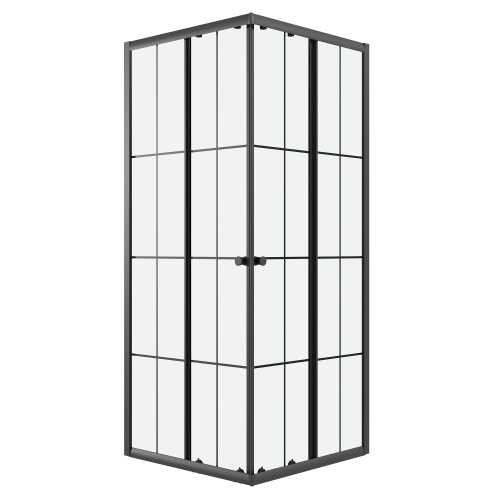 картинка Душевое ограждение Niagara Eco NG-1010-14QKL (100х100х190) квадрат,раздвижное,черный,стекло клетка,1 место от магазина Сантехстрой