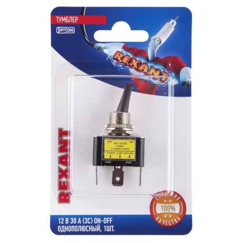 картинка Тумблер 12V 30А (3c) ON-OFF однополюсный с красной LED подсветкой (ASW-07D-2) REXANT (в упак.  1шт. ) от магазина Сантехстрой