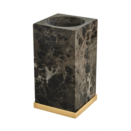 картинка 3SC PALACE EM.DARK Стакан настольный, цвет: мрамор Emperador dark/золото 24к. от магазина Сантехстрой