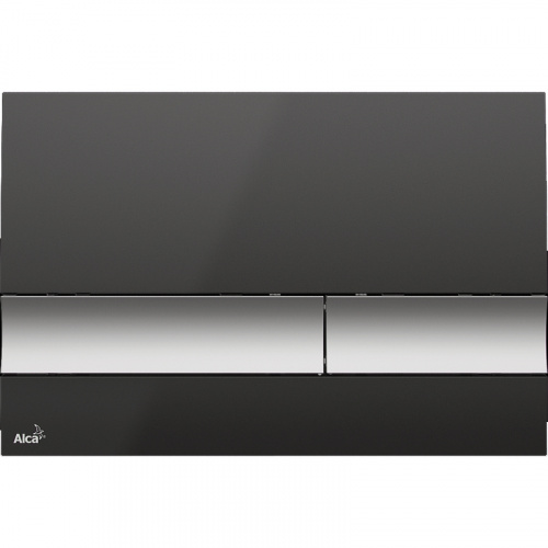 картинка Клавиша смыва Alcadrain Basic M1728-2 Черная Матовый хром от магазина Сантехстрой