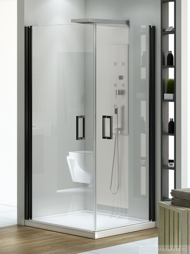 картинка Душевая шторка New Trendy Negra Platinum 90х80 см от магазина Сантехстрой