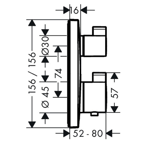 изображение термостат hansgrohe ecostat square скрытого монтажа, для 2 потребителей, черный матовый (15714670)