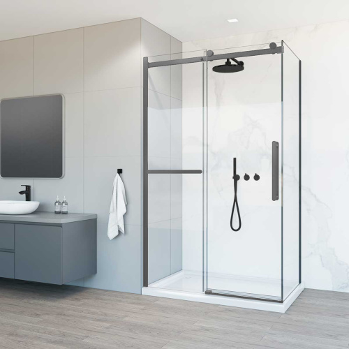 картинка Душевой уголок Como Soft VSR-1CS1012CLGM, 1200*1000, вороненая сталь, стекло прозрачное от магазина Сантехстрой