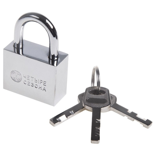 картинка Замок навесной серия «Сталь» 40 мм ЧЕТЫРЕ СЕЗОНА от магазина Сантехстрой