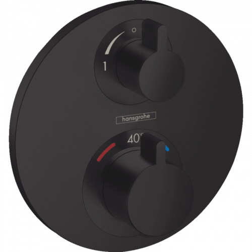 картинка HG  Ecostat S Встраиваемый термостат для душа, 2 источника, с запорно-перекл.вент, (внешняя часть) цвет: черный матовый от магазина Сантехстрой