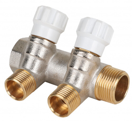 картинка Коллектор, Premium, 3/4" x 1/2"ЕК, 2 выхода, с регулирующими вентилями от магазина Сантехстрой