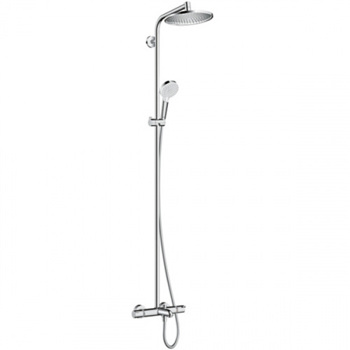 картинка HG Crometta Showerpipe S 240 SHP: термостат для ванны + стойка с верхним душем 240мм + ручной душ, цвет хром (Цена по акции со склада Эко-Душ) от магазина Сантехстрой