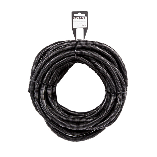картинка Труба автомобильная гофрированная ПП,  Ø12,7мм,  разрезная (бухта 10 м/уп) REXANT от магазина Сантехстрой