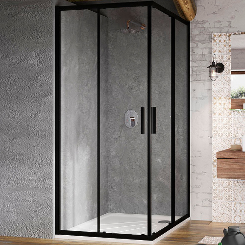 картинка Душевой уголок Ravak Blix BLSRV2-90 90x90 X1LM70300Z1 профиль Черный стекло Transparent от магазина Сантехстрой
