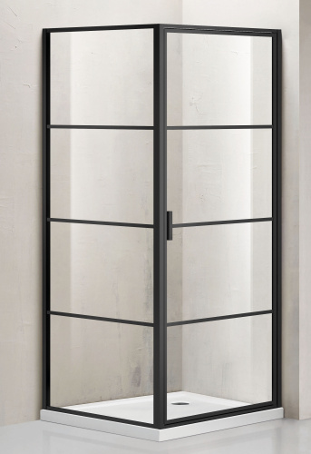 картинка Душевое ограждение Azario RICHMOND 1000х1000х1950 R, без поддона, прозрачное стекло 6 мм, цвет профиля черный (AZ- NAG1221 1000 BLACK) от магазина Сантехстрой