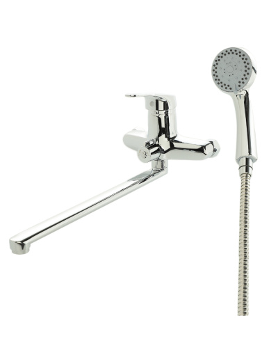 картинка смеситель для ванны/душа agger exact a2121100 с душевым набором