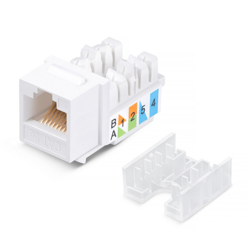 картинка Модуль Keystone Jack RJ-45(8P8C),  UTP неэкранированный,  CAT 5e,  тип 90 градусов,  белый REXANT PRO от магазина Сантехстрой