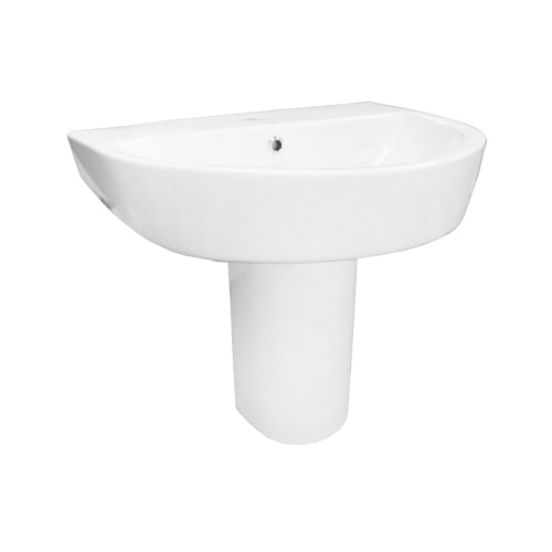 картинка Раковина с полупьедесталом Creo Ceramique RENNES 600х455х500 керамика, белый глянцевый (RE3000+RE3050) от магазина Сантехстрой