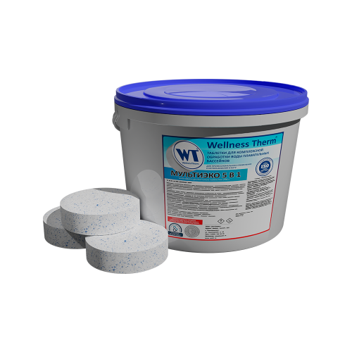 картинка Таблетки Wellness Therm МУЛЬТИЭКО 5 В 1 для комплексной обработки воды в бассейнах 5 кг (200г) от магазина Сантехстрой