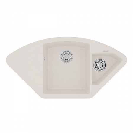 картинка Кухонная мойка Lemark IRKANA 980 врезная угловая с доп. чашей и крылом из кварцгранита цвет: Жасмин  (9910046) от магазина Сантехстрой