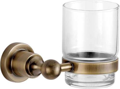 картинка 3884 Стакан стекло с держателем Aquanet, латунь (189265) от магазина Сантехстрой