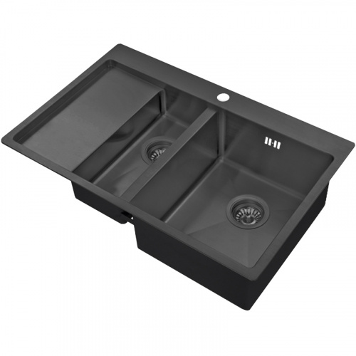 картинка Кухонная мойка ZorG PVD Grafit PVD 5178-2-R GRAFIT Графит от магазина Сантехстрой
