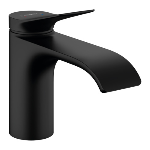 картинка HANSGROHE VIVENIS Смеситель для раковины на 1 отверстие, однорычажный, высота излива 80 мм., с донным клапаном, цвет черный матовый от магазина Сантехстрой