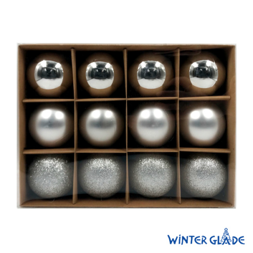 картинка Набор ёлочных шаров Winter Glade, пластик, 6 см, 12 шт, серебряный микс от магазина Сантехстрой