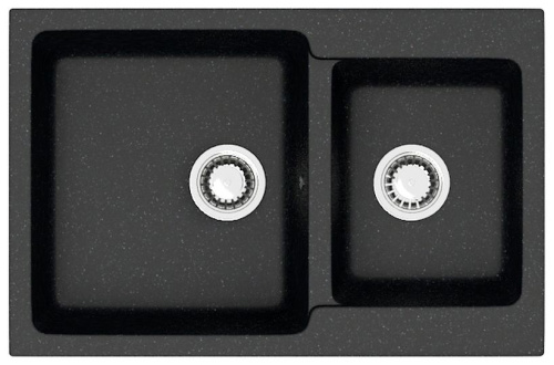 картинка Кухонная мойка AZARIO Grand 765х500х190 двойная, искусственный мрамор, цвет Черный (CS00079903) от магазина Сантехстрой