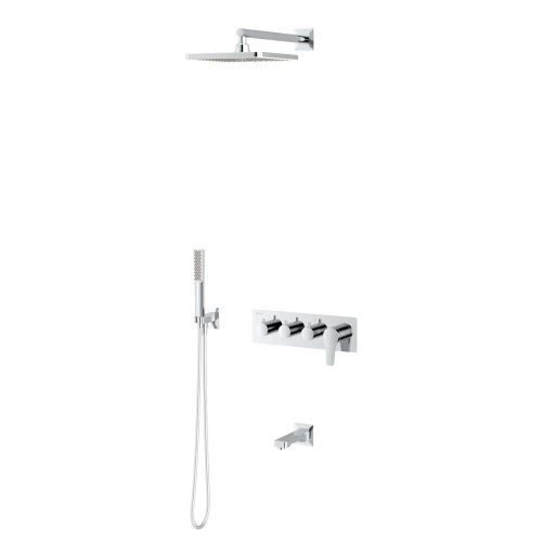 картинка Втраиваемый смеситель Euro X с изливом, душевой лейкой и головным душем, хром от магазина Сантехстрой