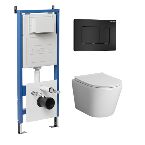 картинка Комплект 3 в 1: Grossman инсталляция 900.K31.01.000+клавиша 700.K31.04.21M.21M черный матовый+унитаз GR-4478BMS, 3 места от магазина Сантехстрой