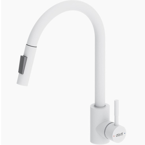 картинка d3007533 logic кухонный смеситель  с вытягивающимся изливом, белый
