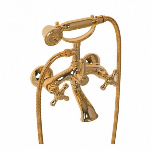 картинка Daniel Revival Смеситель для ванны, с душевым комплектом (ручная лейка, держатель, шланг150), золото от магазина Сантехстрой