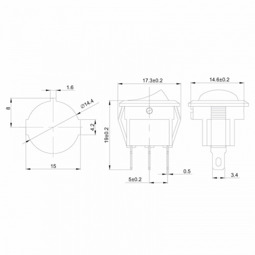 картинка Выключатель клавишный круглый 250V 3А (3с) ON-OFF желтый с подсветкой Micro (RWB-106, SC-214) REXANT от магазина Сантехстрой