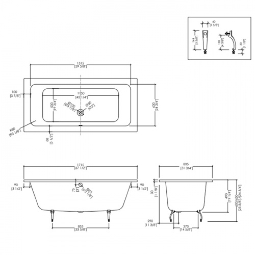 картинка Devon Слив-перелив полуавтомат для встроенных ванн BAYSWATER/BATTERSEA , с пластиковой трубкой, цвет: хром (без сифона и патрубка выпуска) от магазина Сантехстрой